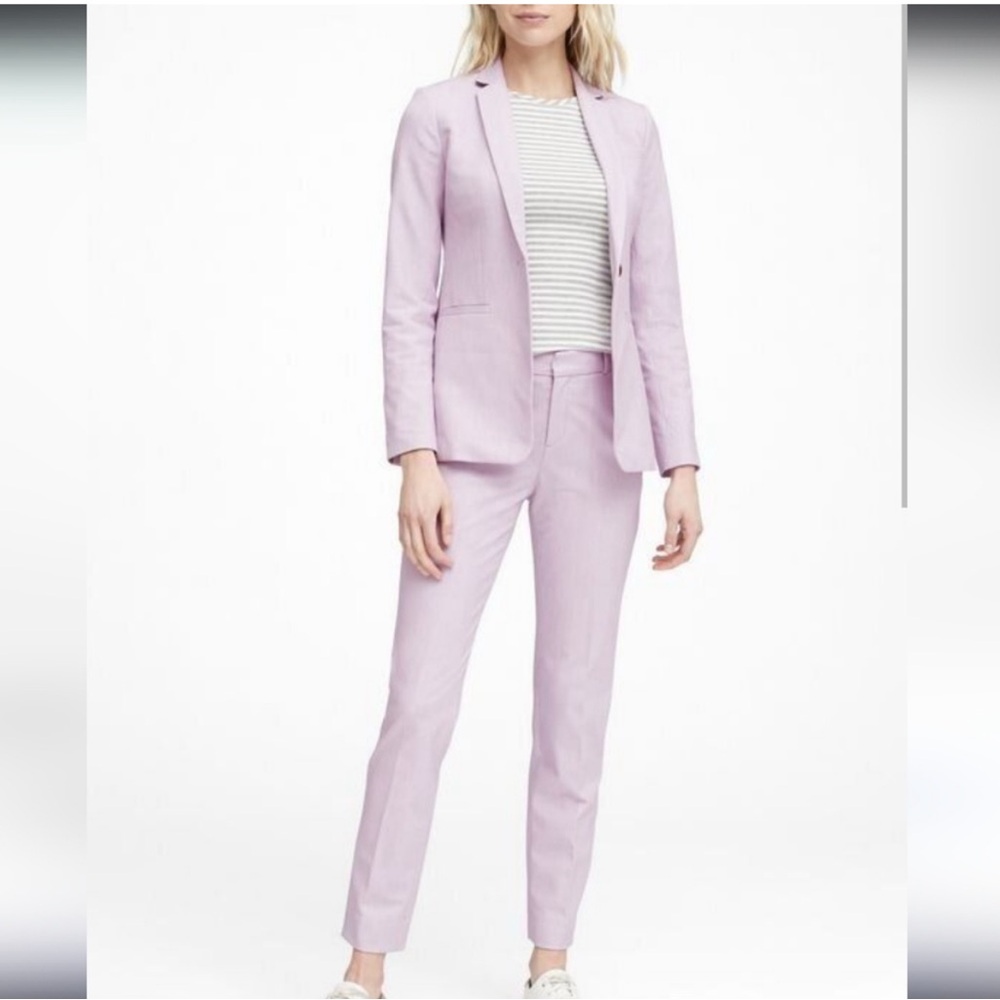 NWT BANANA REPUBLIC PURPLE LILAC BLAZER TROUSER PANTS 2PC SUIT SET 4P PETITE